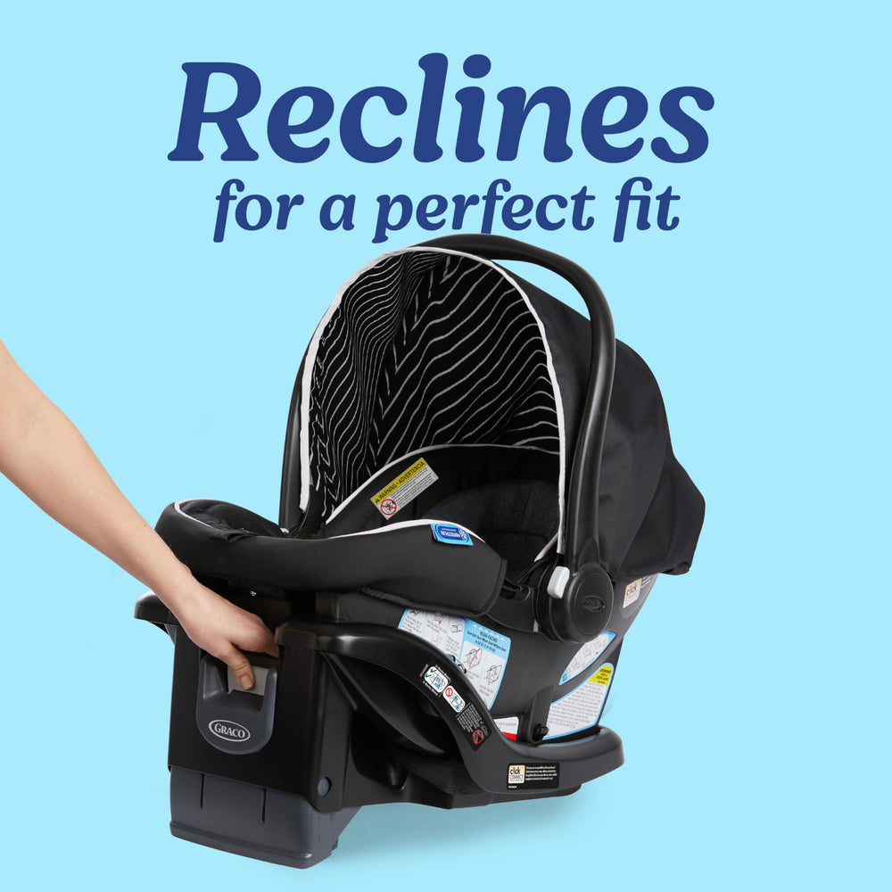 Graco SnugRide Lite LX Lilac Mod baby-in-seat, cozy and snug during car rides.