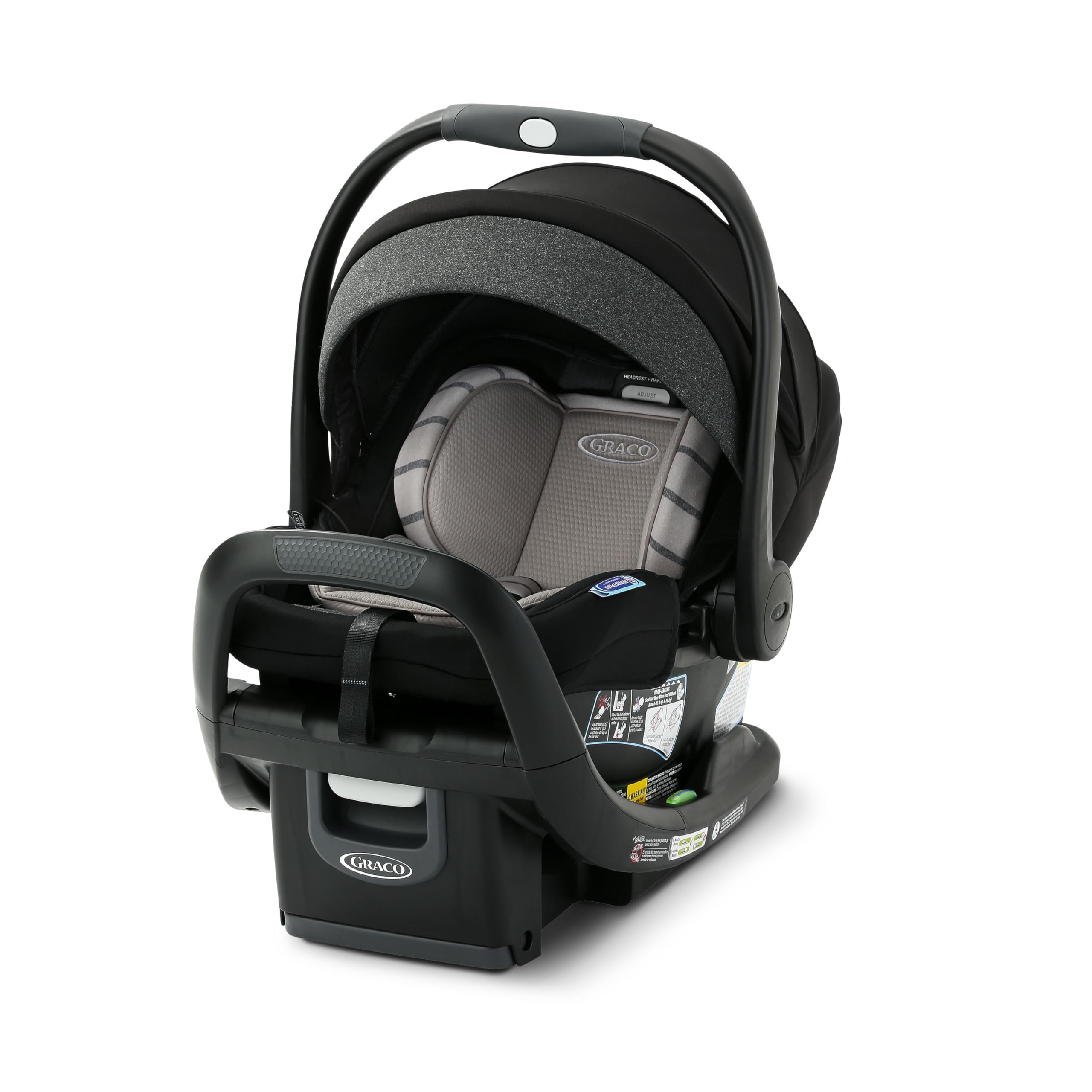Graco SnugRide SnugFit DLX anti-rebound bar enhances rear-facing safety.