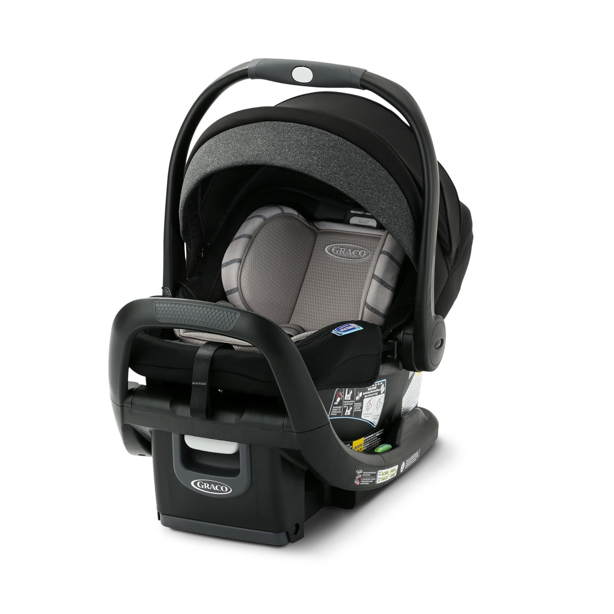 Graco SnugRide SnugFit DLX anti-rebound bar enhances rear-facing safety.