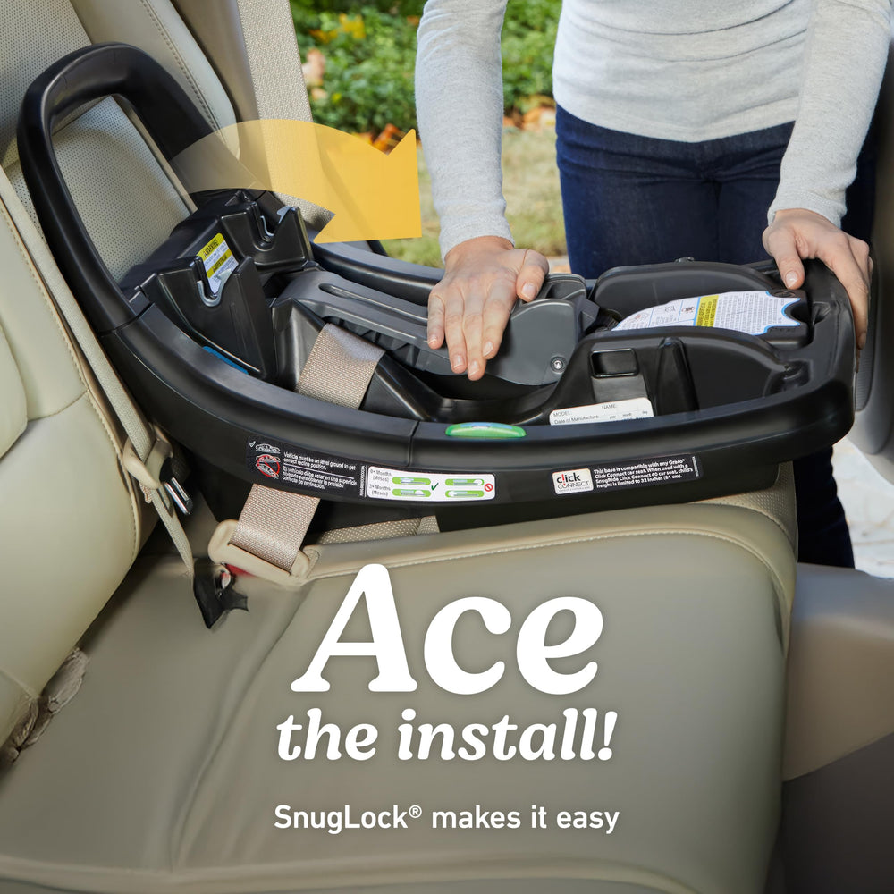 Graco SnugRide SnugFit DLX five-position base enables proper recline.