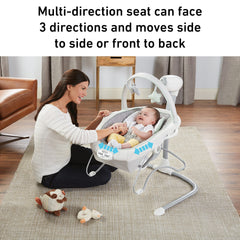 Graco Soothe-n-Sway LX Multi-Direction Seat offers front, side, or back swing options.