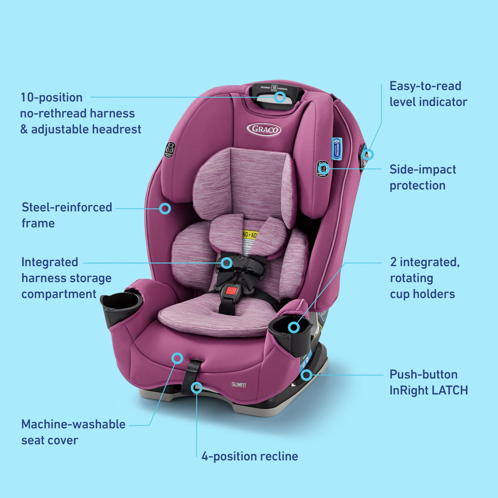 Graco SlimFit steel-reinforced frame built for years of use.