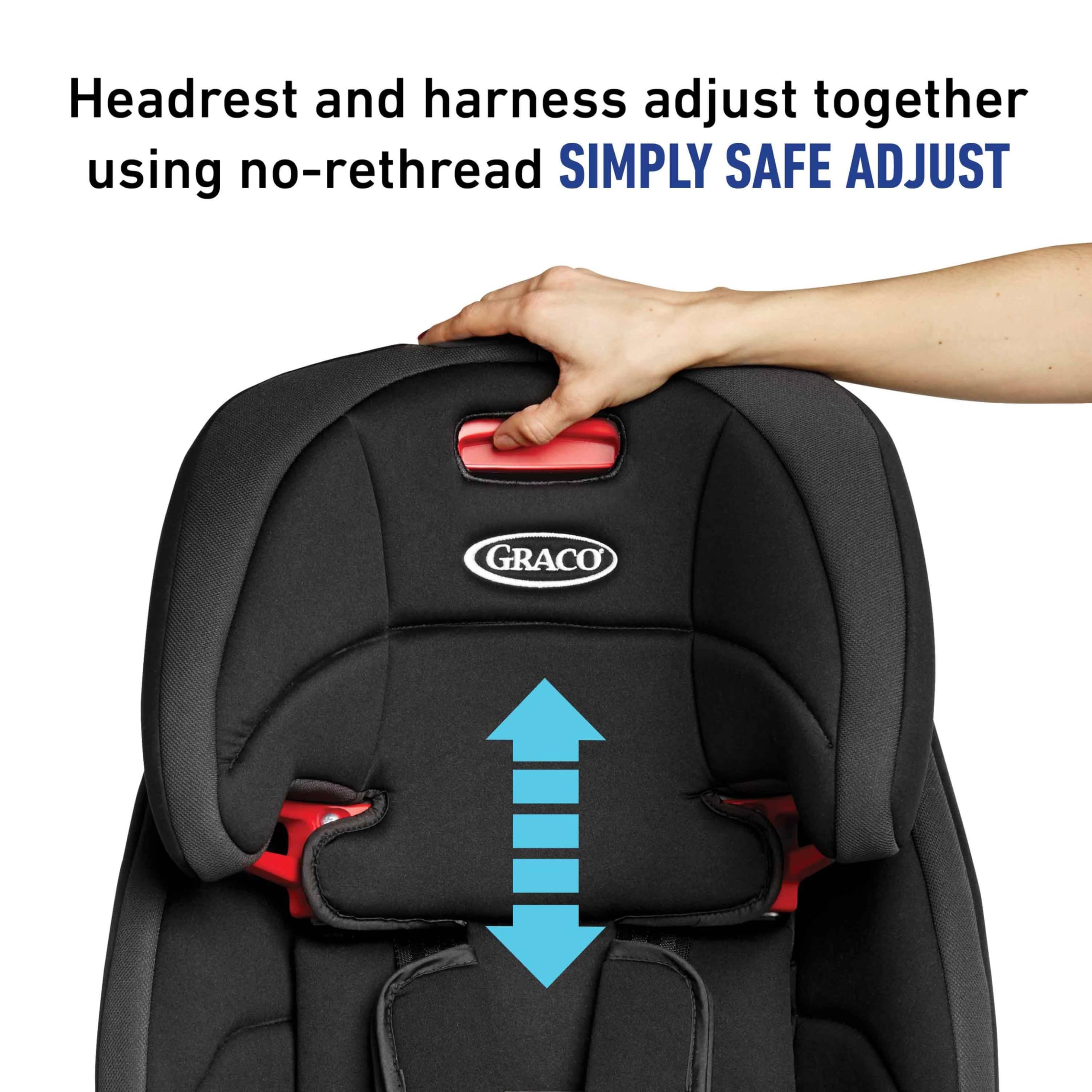 Graco Tranzitions highback booster in use for children 40-100 lb.