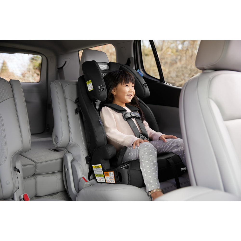 Graco Tranzitions Simply Safe Adjust headrest and harness adjust together.