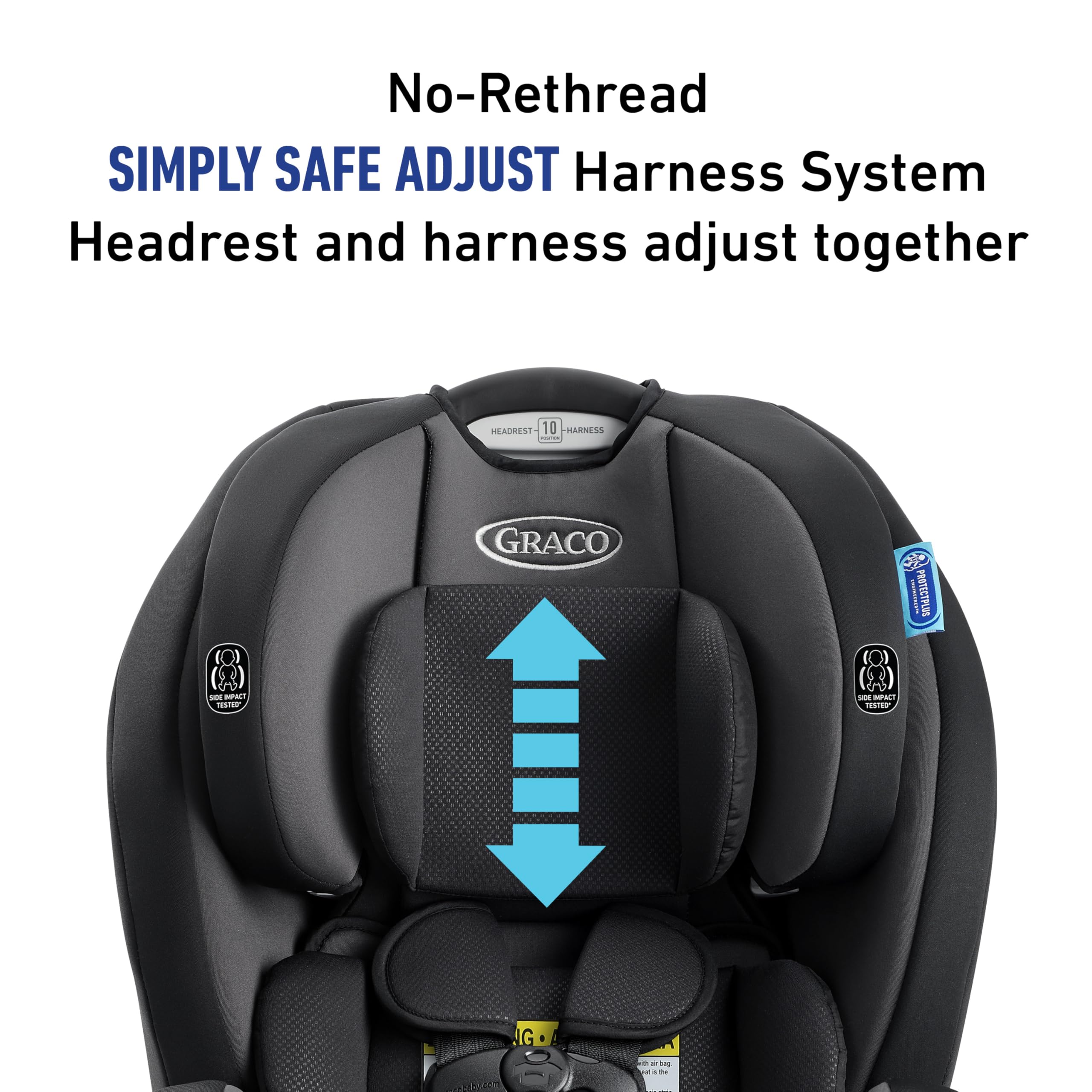 Graco TriRide headrest adjustment with multiple height options