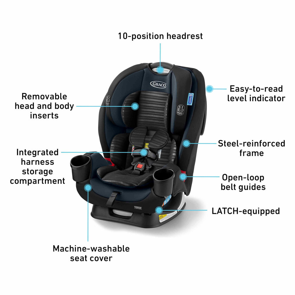 Graco TriRide easy-clean cup holders keep drinks within reach.