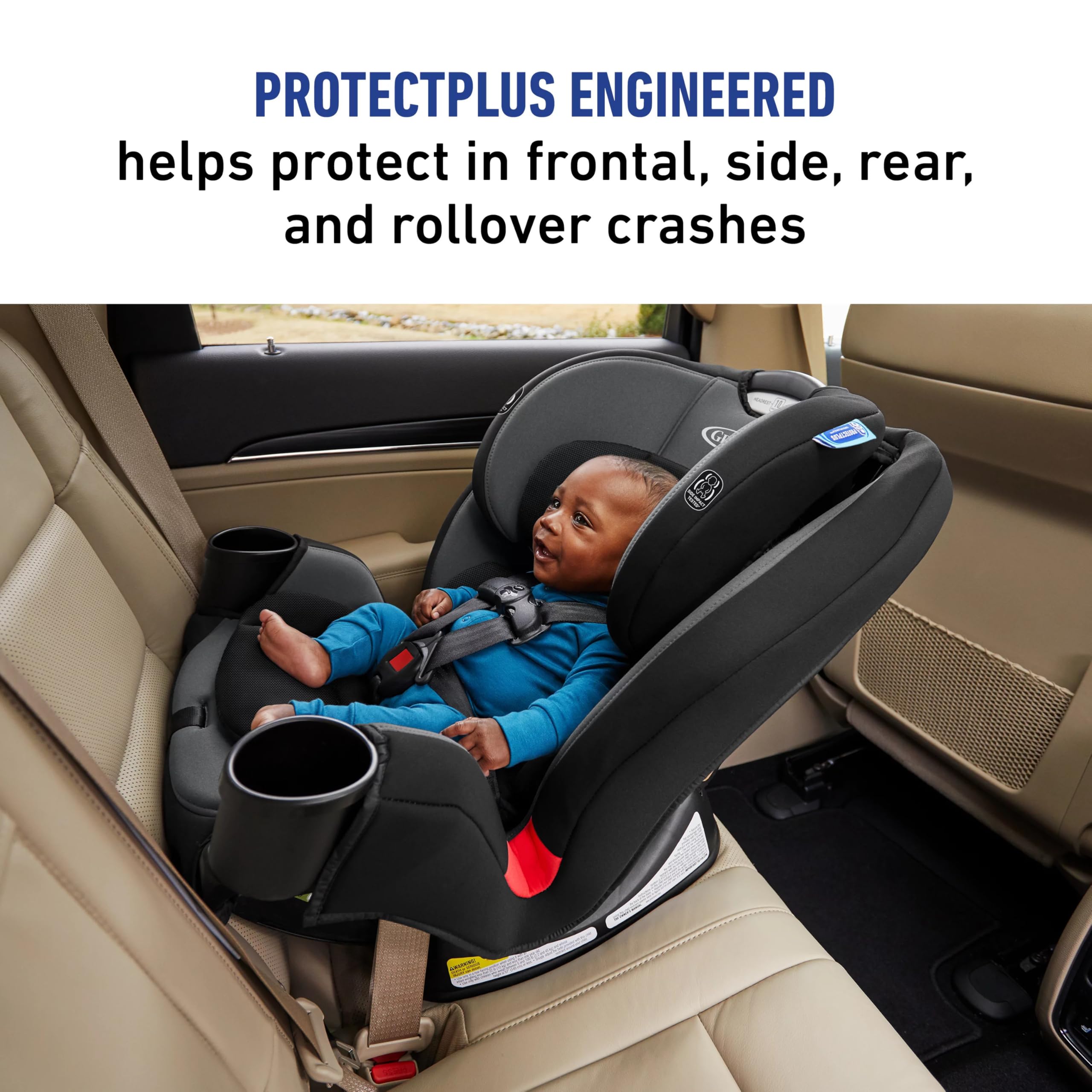Graco TriRide highback booster with belt guides for proper seating.
