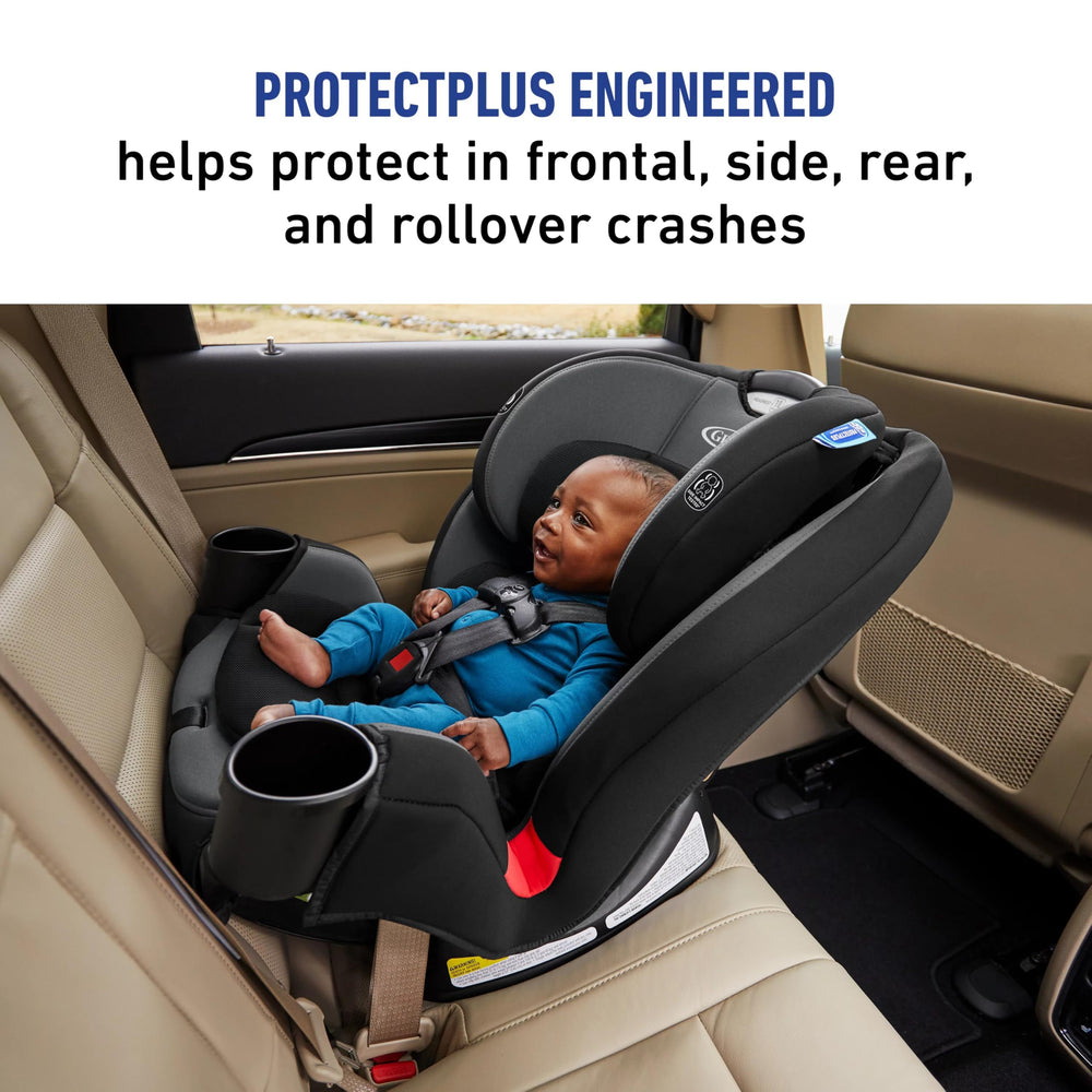 Graco TriRide highback booster with belt guides for proper seating.