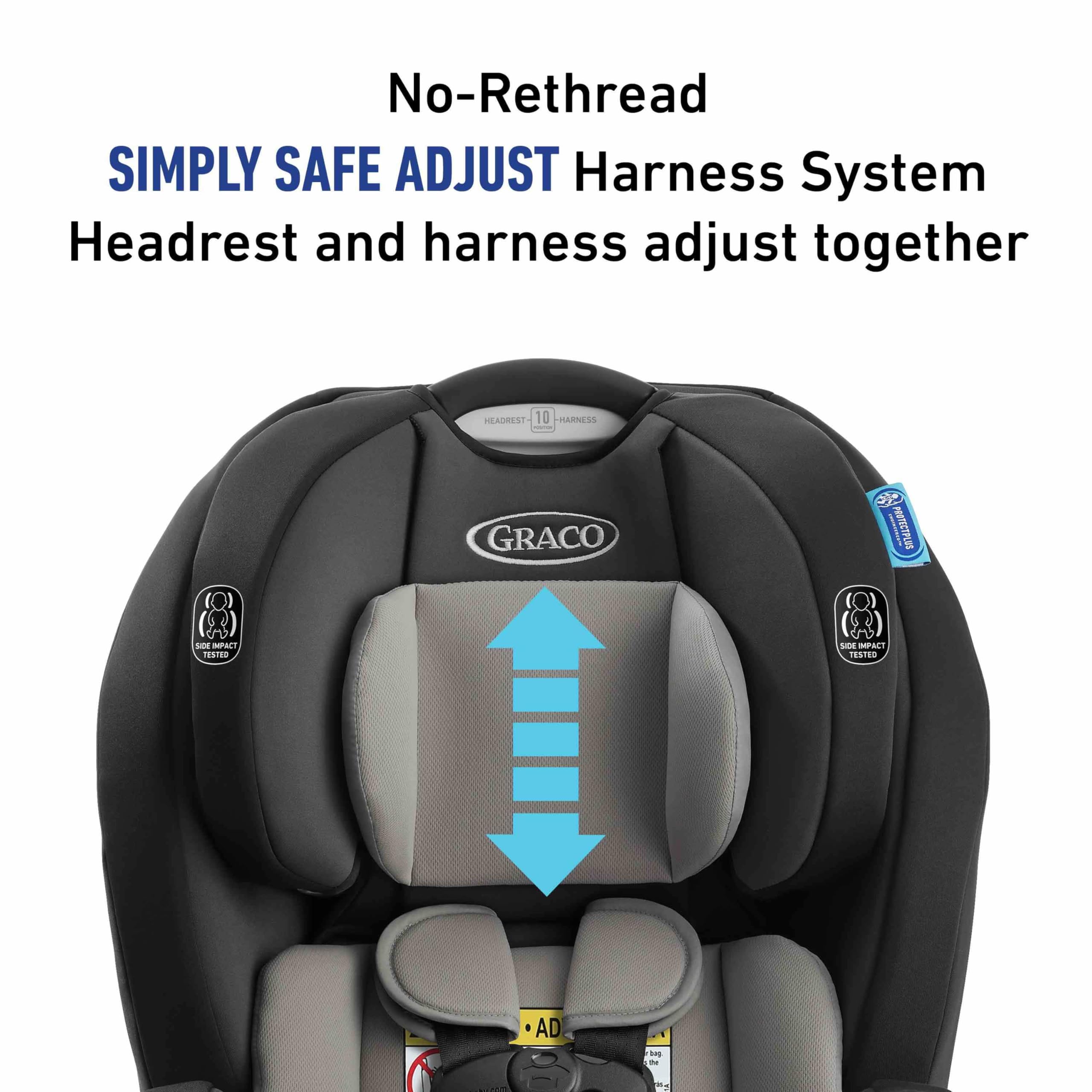 Graco TriRide No-Rethread Harness for quick, safe adjustments.