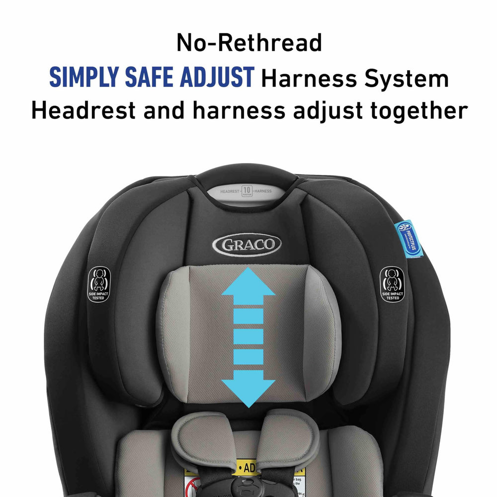 Graco TriRide No-Rethread Harness for quick, safe adjustments.