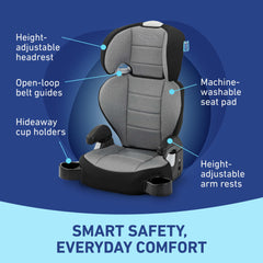 Graco TurboBooster 2.0 Declan adjustable armrests provide added comfort.