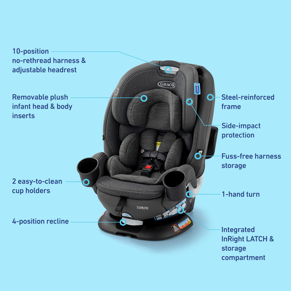 Graco Turn2Me steel-reinforced frame for lasting durability