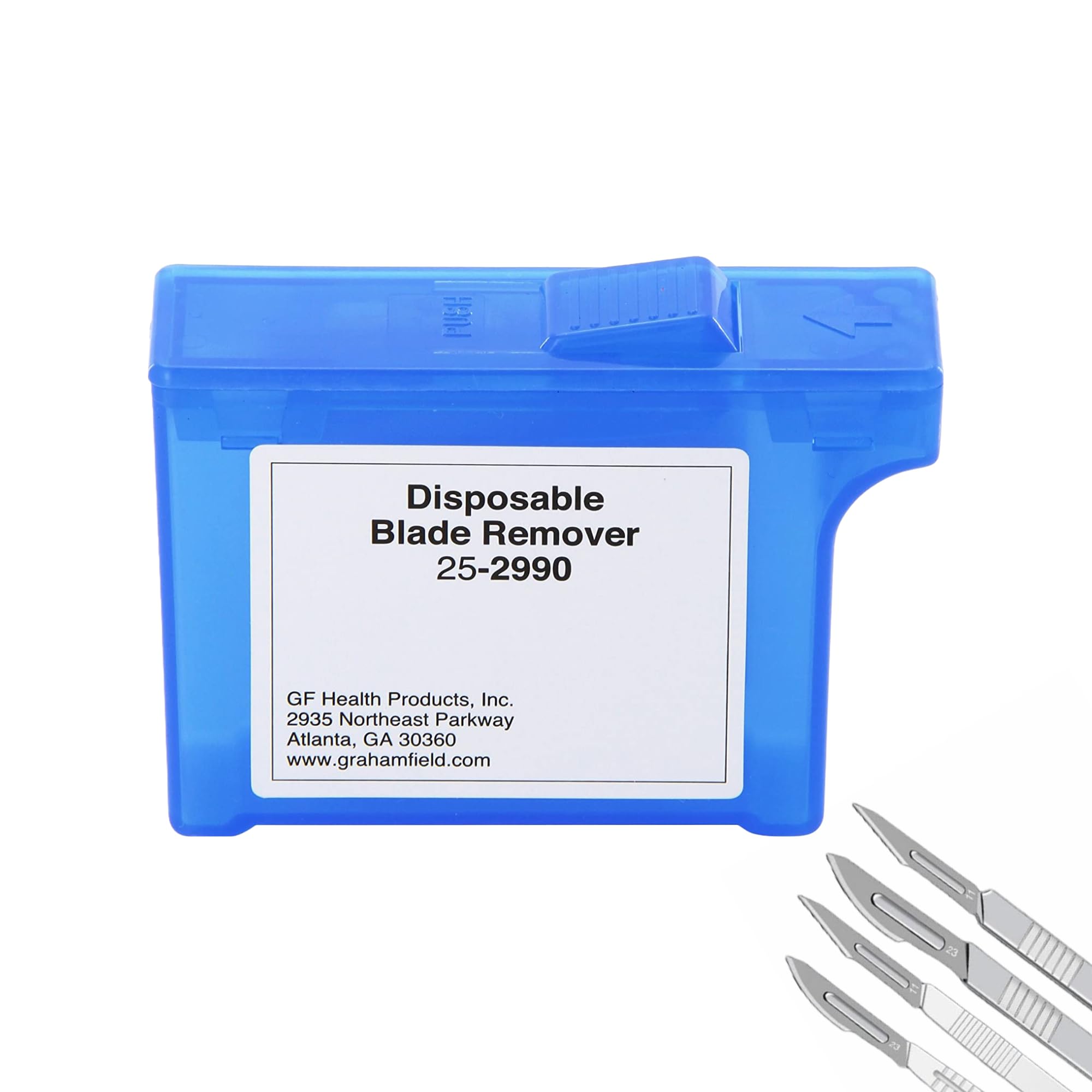 Graham-Field 2990 Feather blade remover in palm-sized form for safe handling.