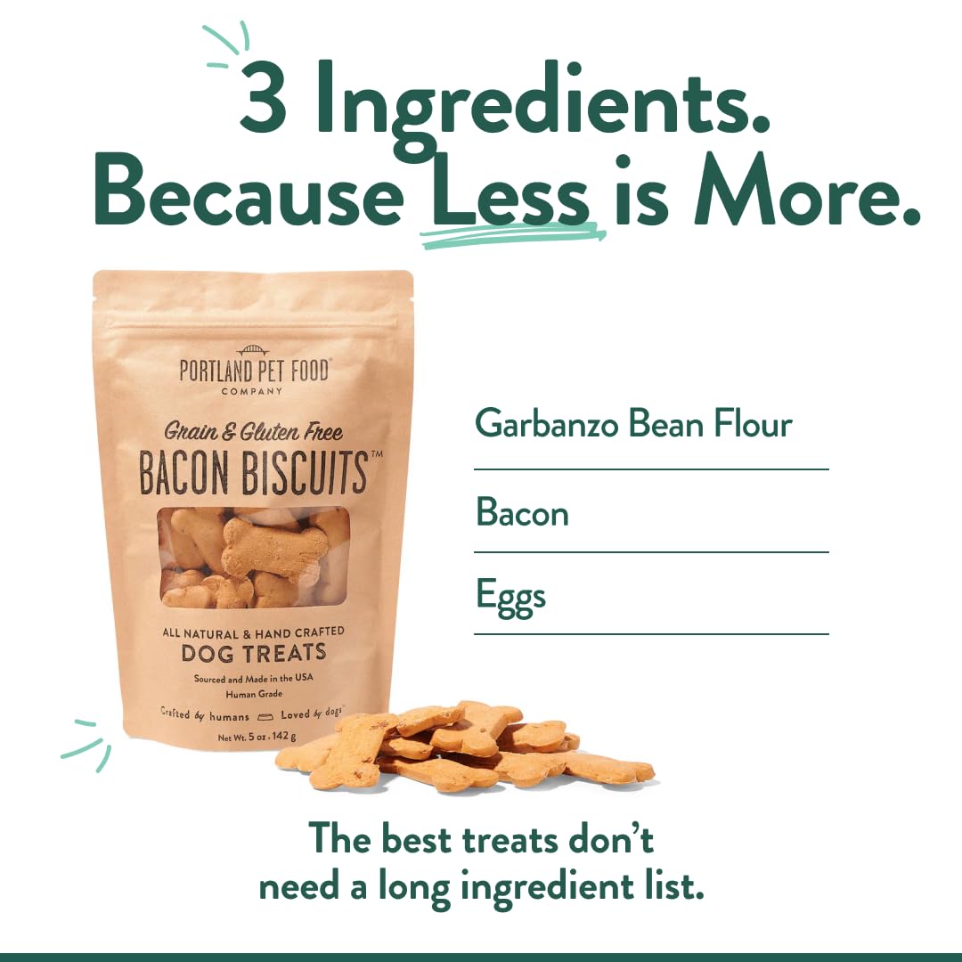 Portland bacon dog treats grain-free ingredients support sensitive stomachs.