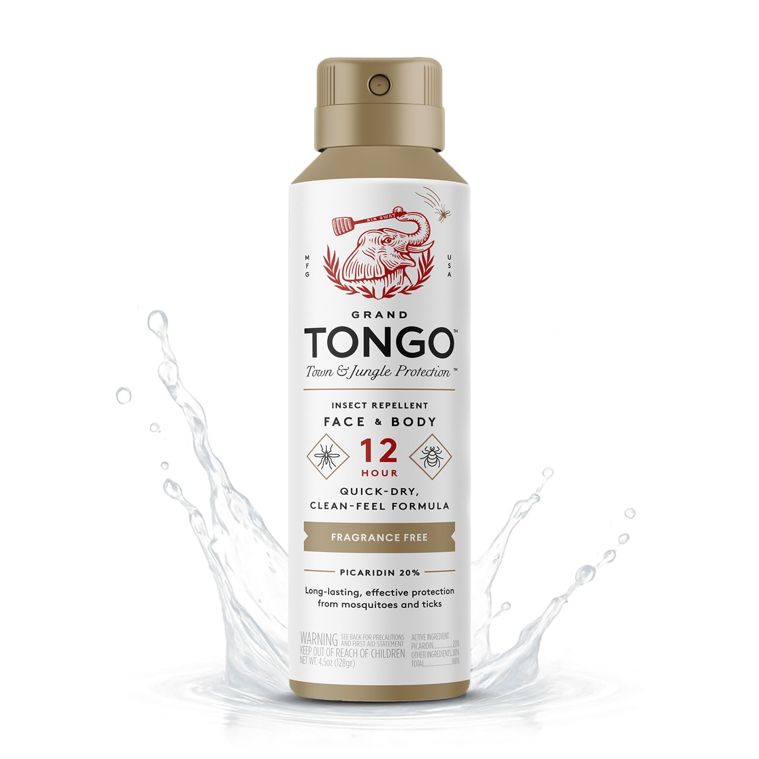 Grand Tongo DEET-Free Insect Repellent bottle front with fragrance-free protection