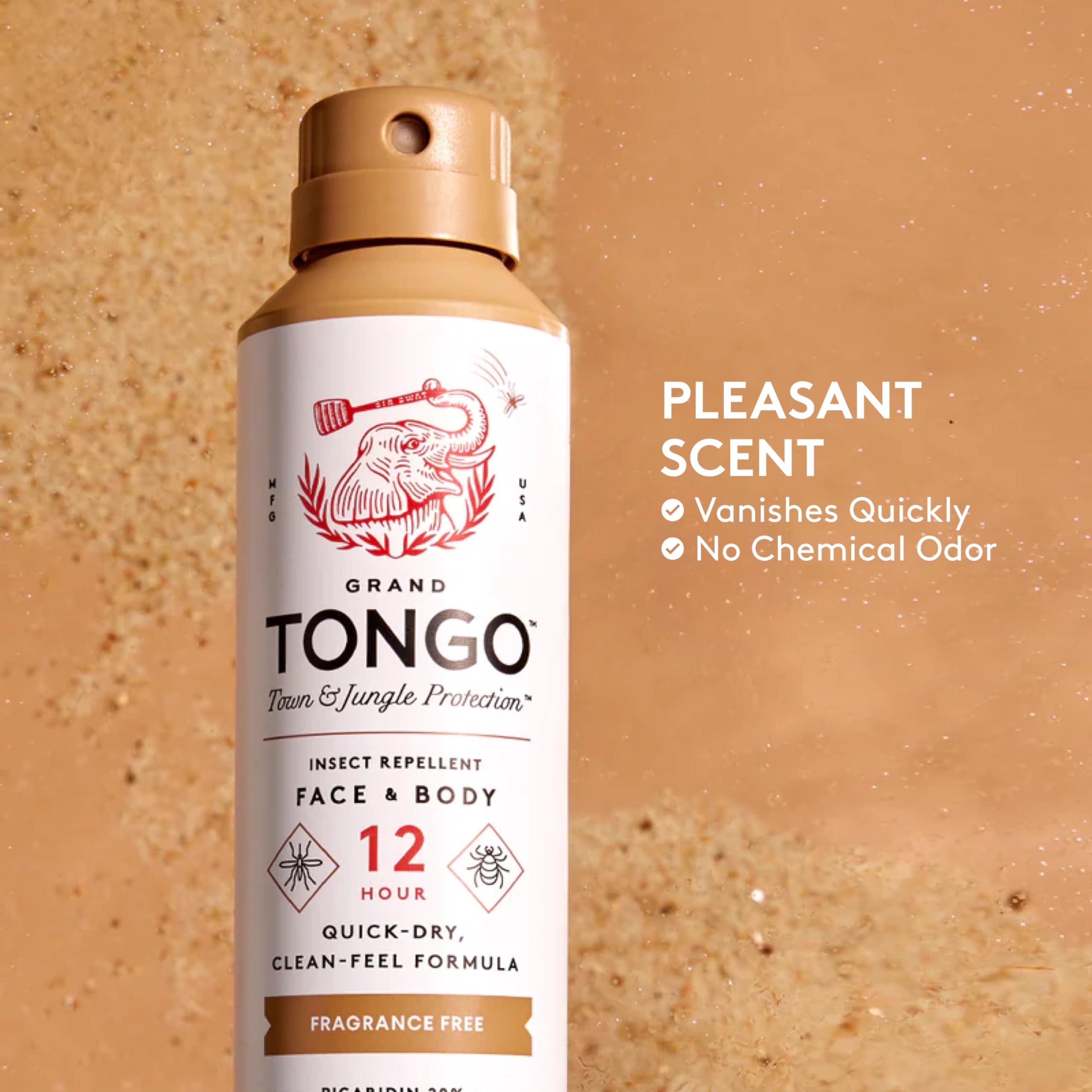 Lightweight quick-drying spray on skin and clothing without staining