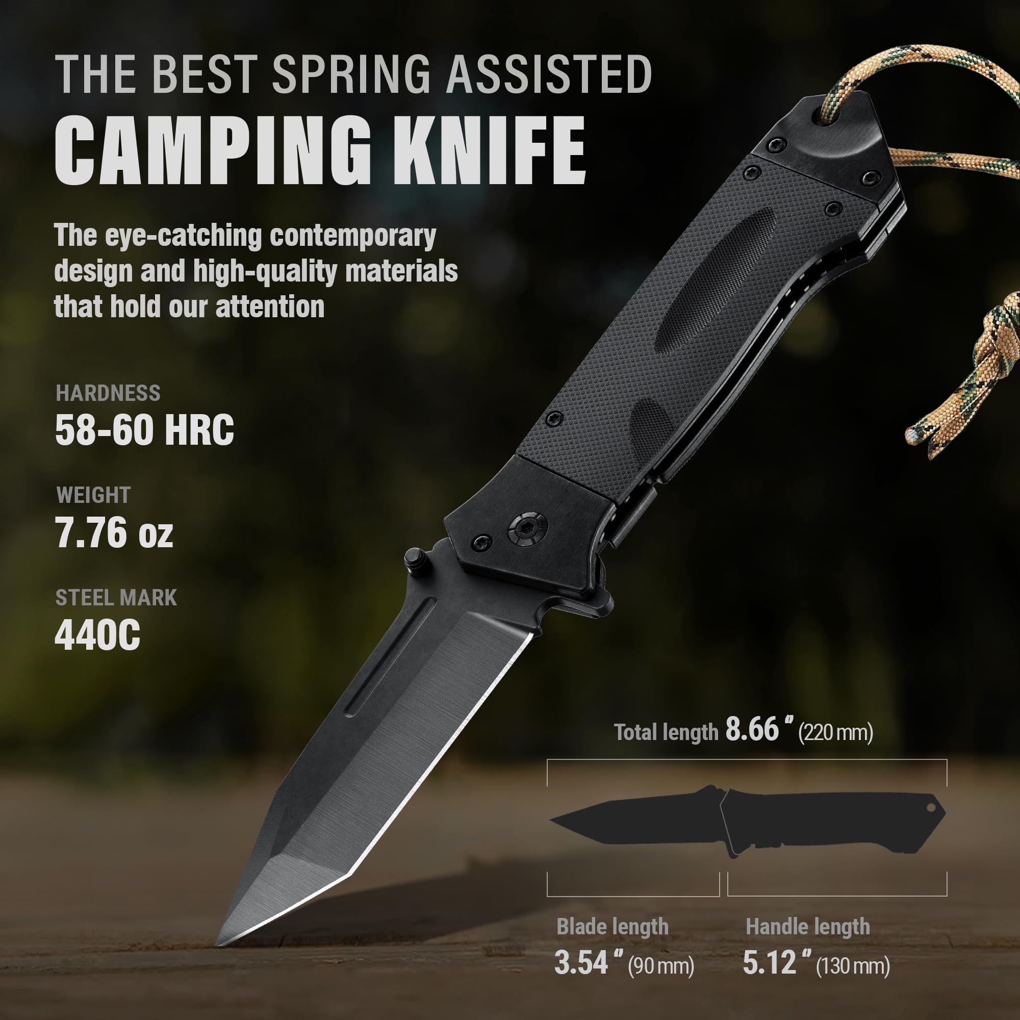 Grand Way folding tactical knife demonstrated with safe liner lock mechanism.