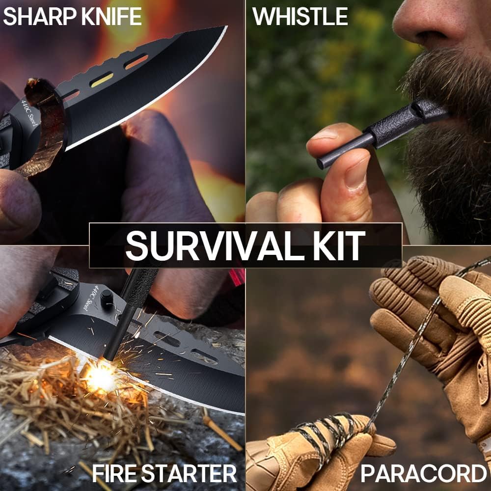 Grand Way knife with fire-starter rod for campfire readiness