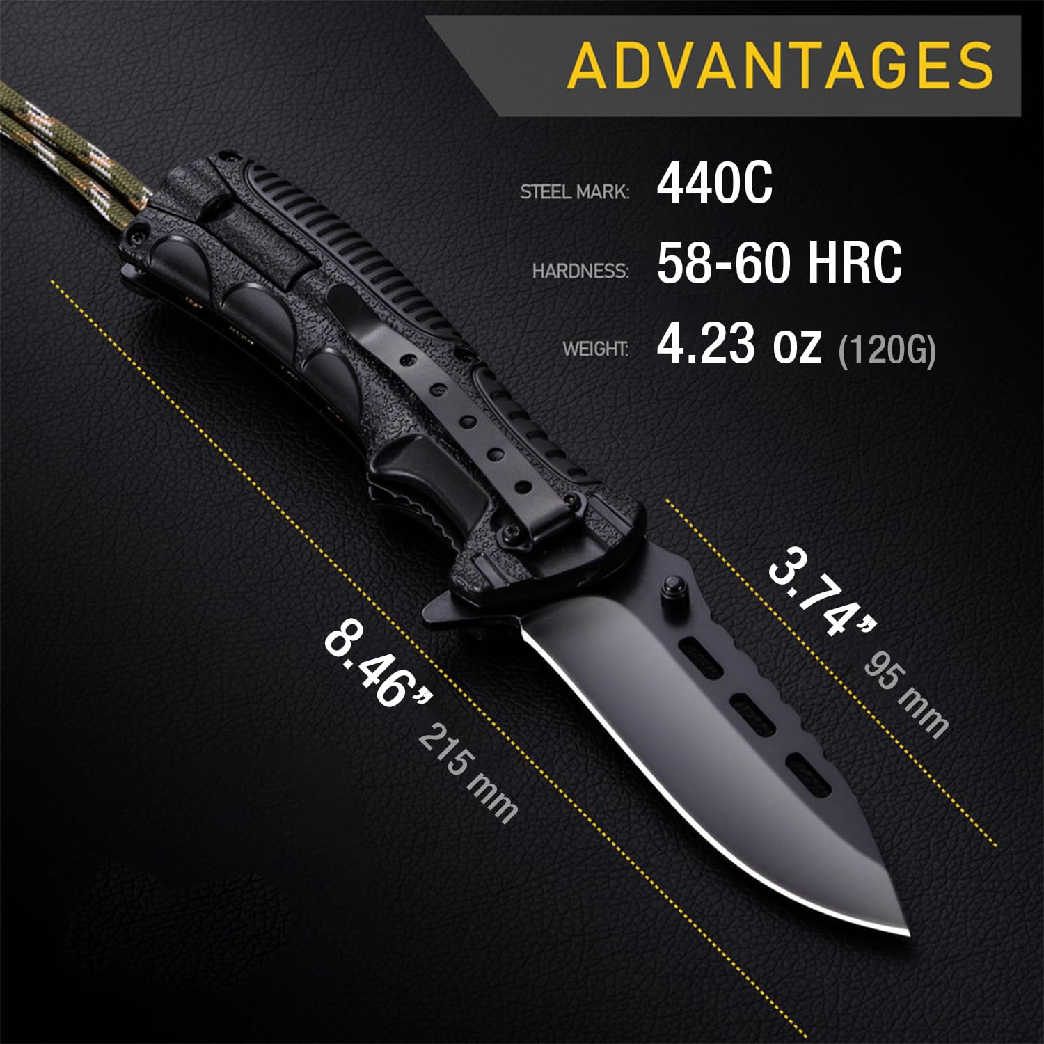 Grand Way knife with whistle for signaling outdoors
