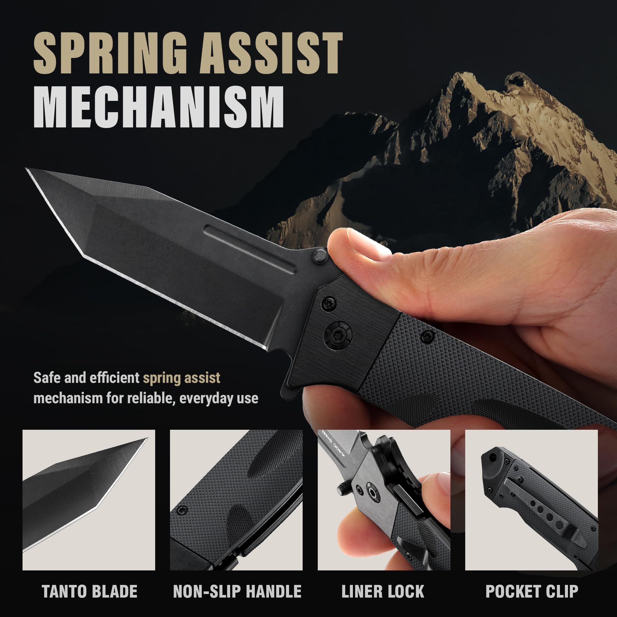 Grand Way knife with removable pocket clip for versatile carrying options.