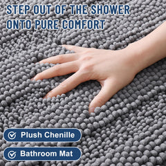 Grandaily bath rug with dense chenille absorbs moisture to help keep floors dry
