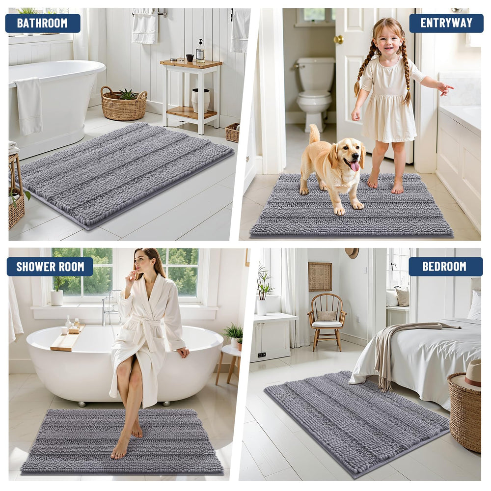 Grandaily plush shaggy mat adds warmth and comfort by sinks, showers, or vanities