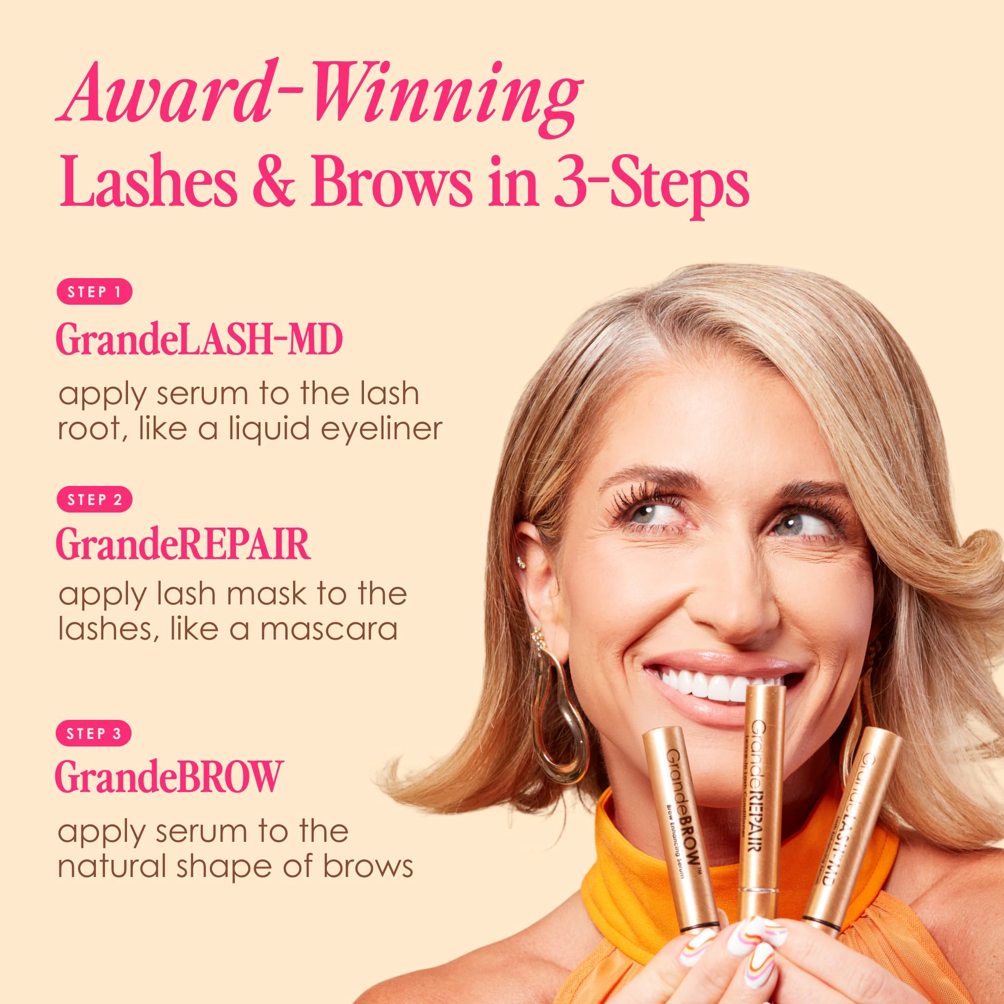 GrandeBROW mini tube close-up highlighting fuller, bolder brows
