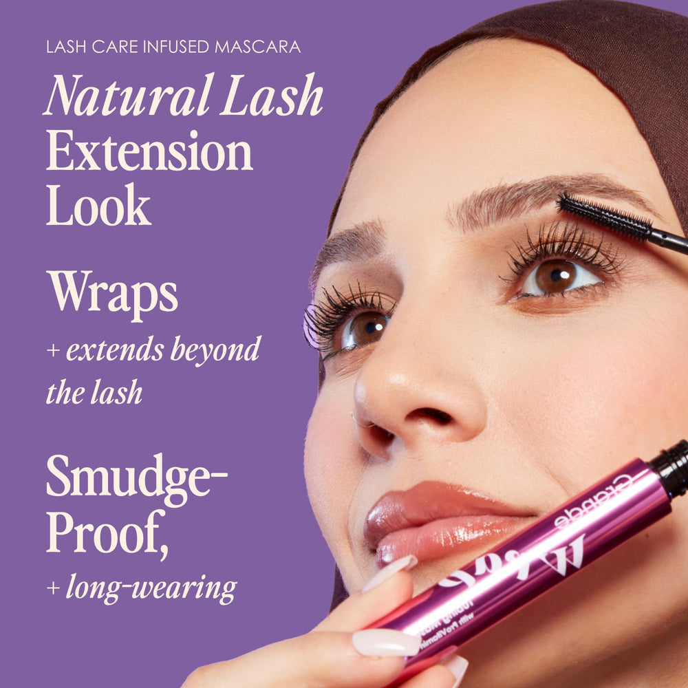 Grande Cosmetics GrandeWRAP tubing mascara dome tip building volume and fanning inner and outer lashes