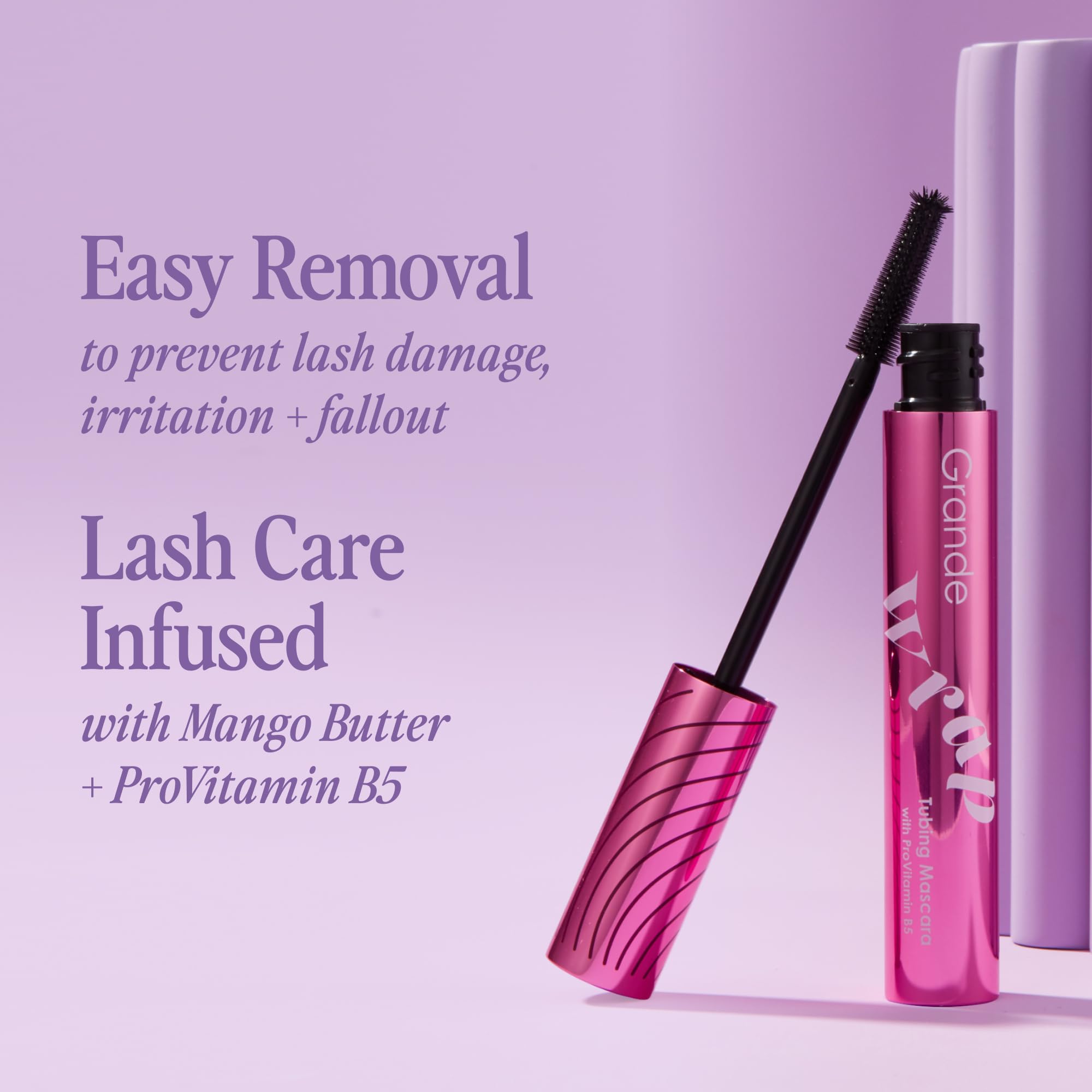 Grande Cosmetics GrandeWRAP tubing mascara mango butter and ProVitamin B5 conditioning for healthier-looking lashes