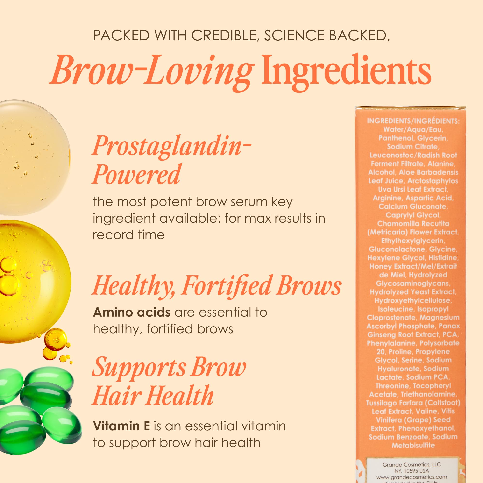 Cruelty-free logo with GrandeBROW, signaling ethical beauty.