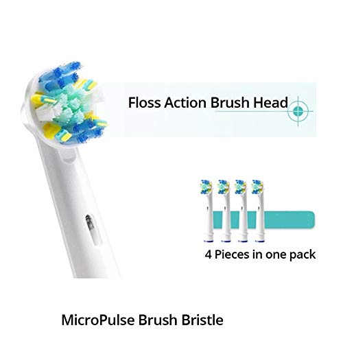 GRANDIOSI brush heads close up showing floss action for enhanced tooth by tooth cleaning