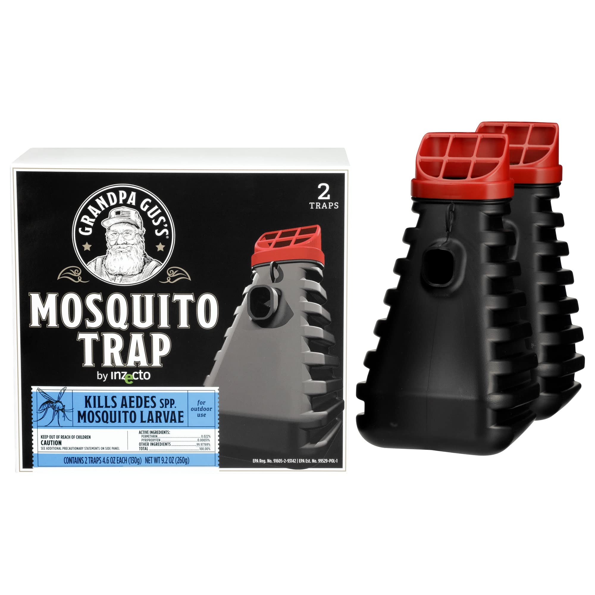 Grandpa Gus's mosquito trap water-activation setup ready for backyard use