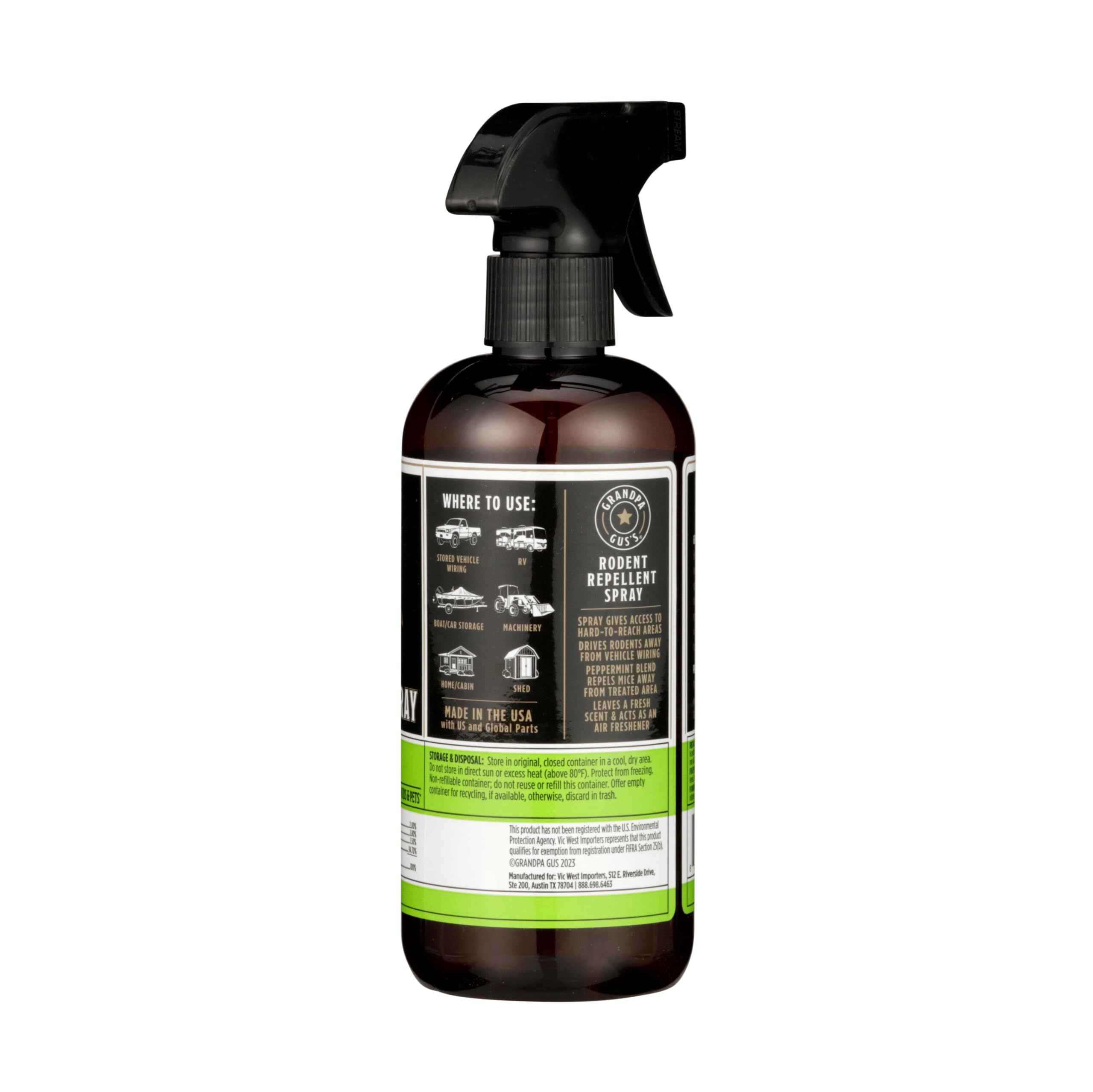 Grandpa Gus's peppermint-cinnamon scent leaves a fresh indoor odor after use.