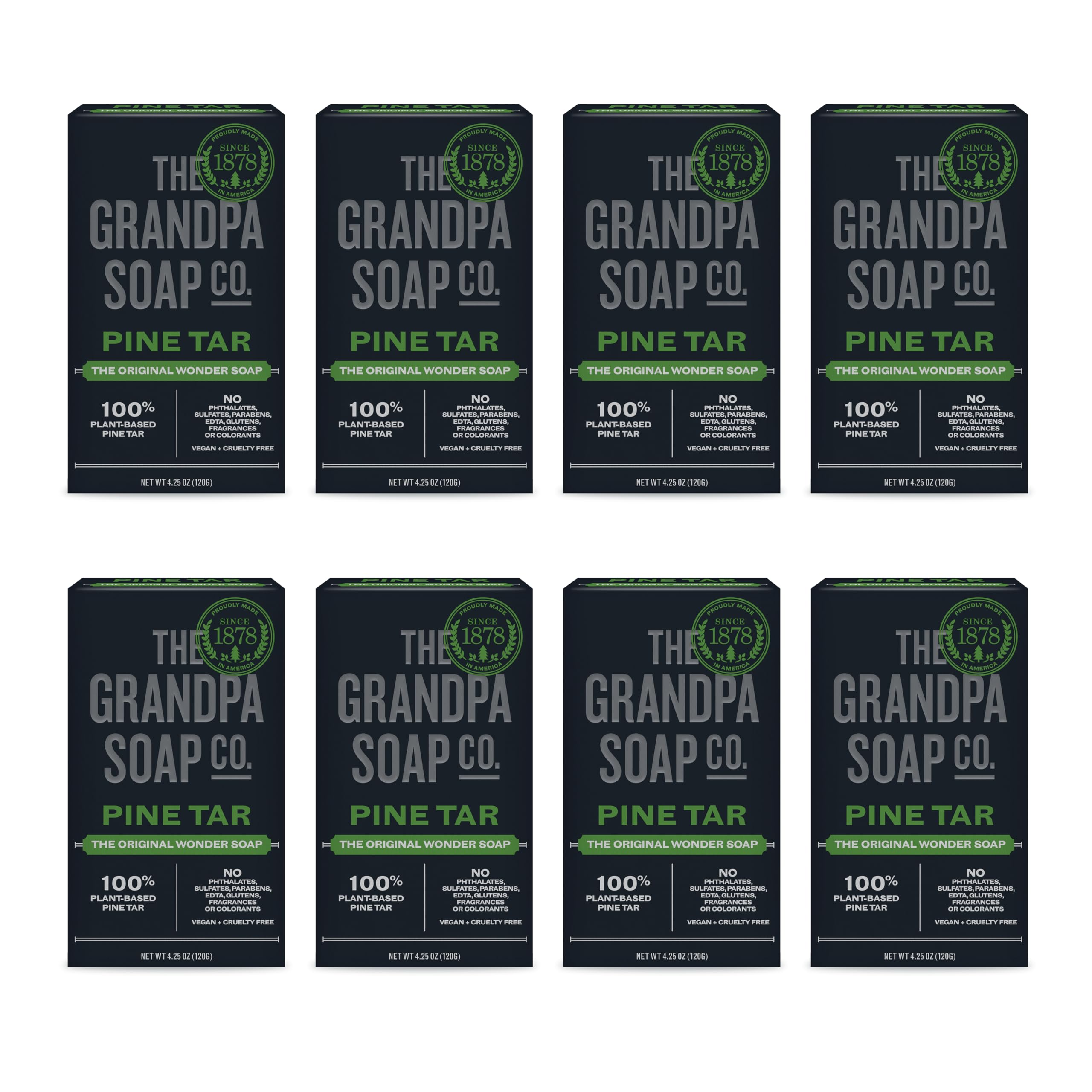 The Grandpa Soap Company Pine Tar Bar Soap full product shot for all-over cleansing.