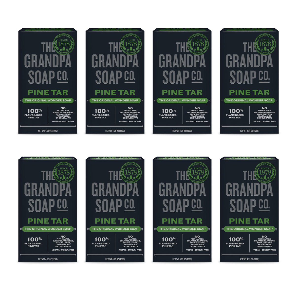 The Grandpa Soap Company Pine Tar Bar Soap full product shot for all-over cleansing.