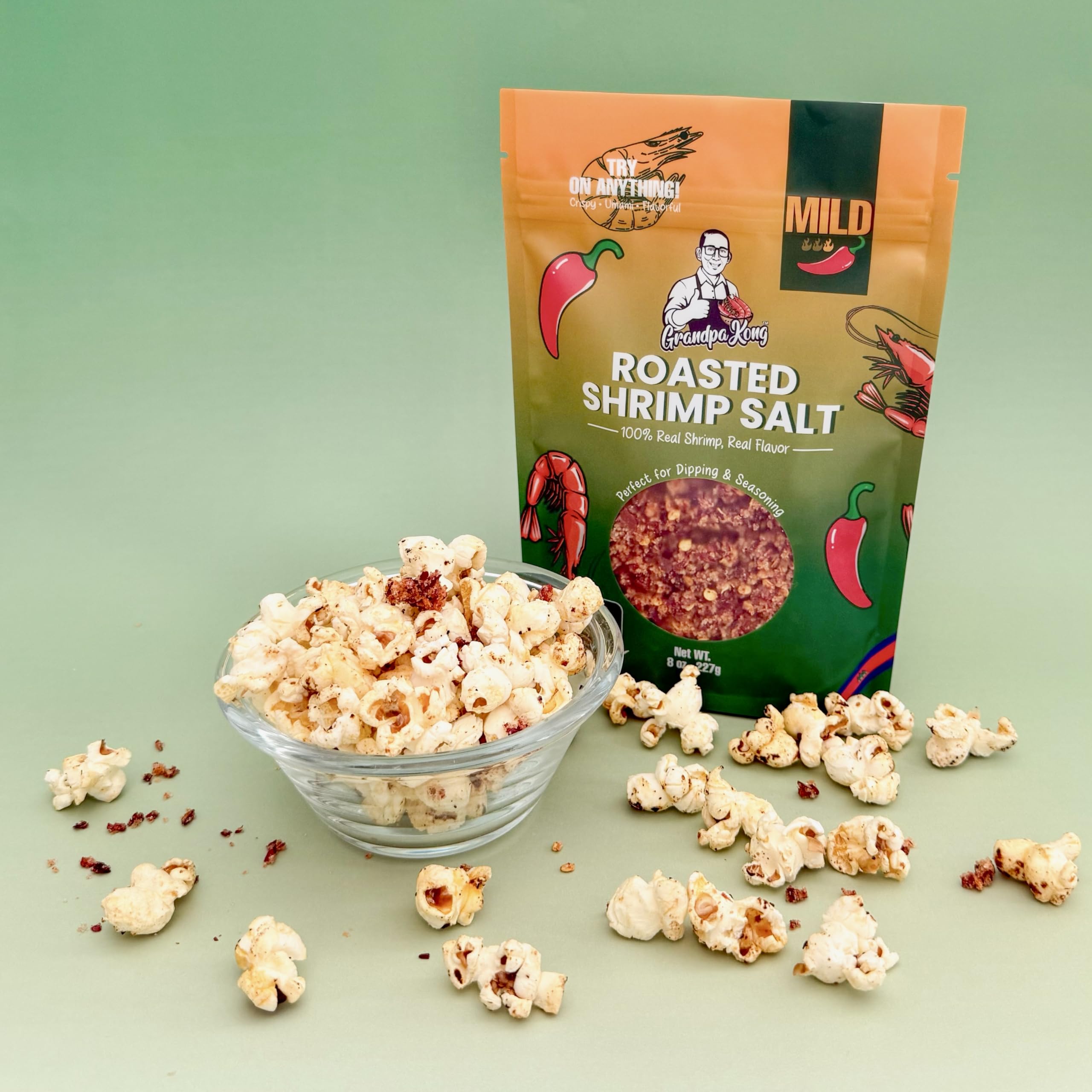 Grandpa Kong Roasted Shrimp Salt marinade bowl creates flavorful beef and seafood marinades.