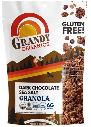 Grandy Organics dark chocolate sea salt granola packaging for convenient snacking