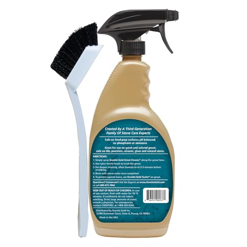 Included Granite Gold Grout Brush agitates grime without scratching