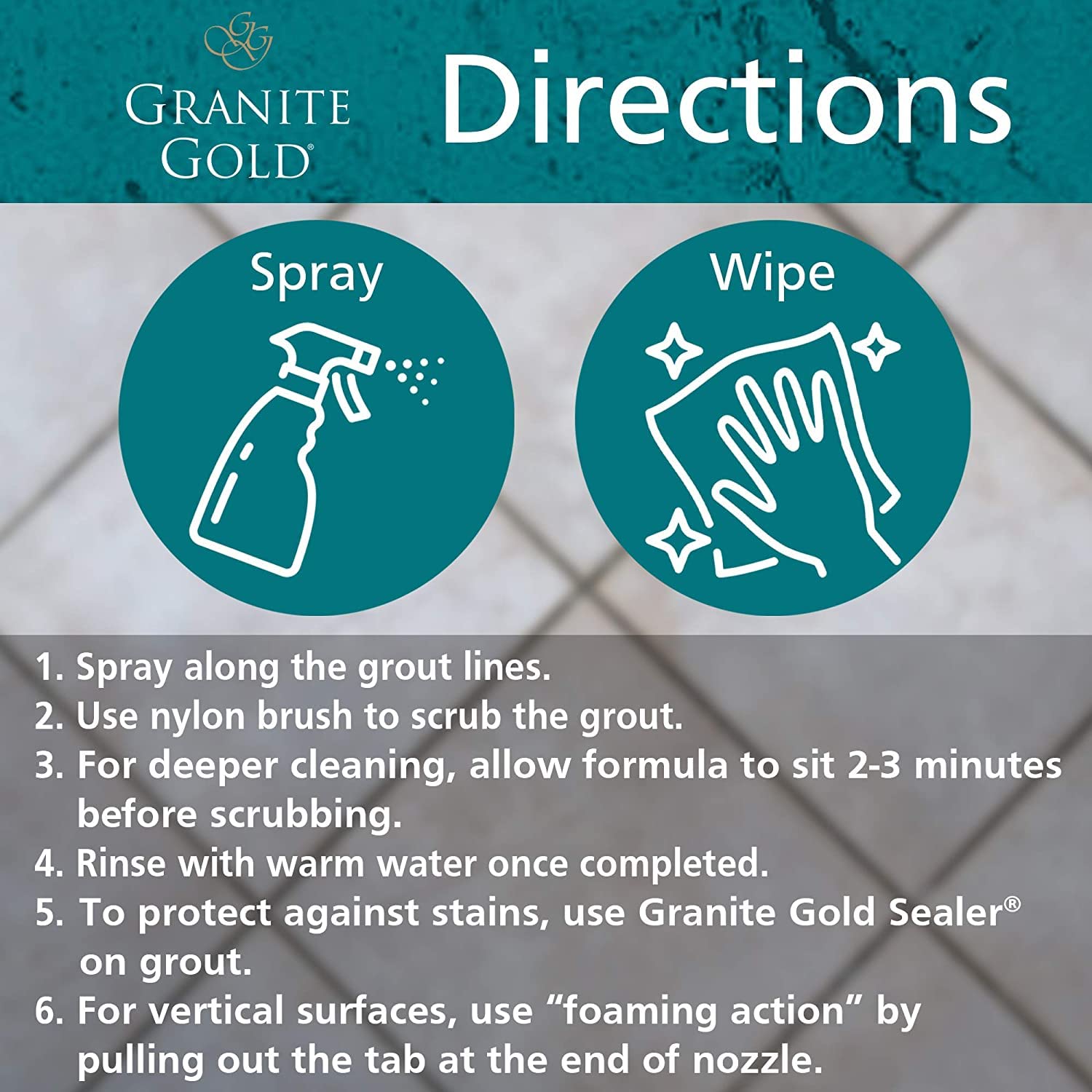 Granite Gold Grout Cleaner being used on porcelain and glass surfaces