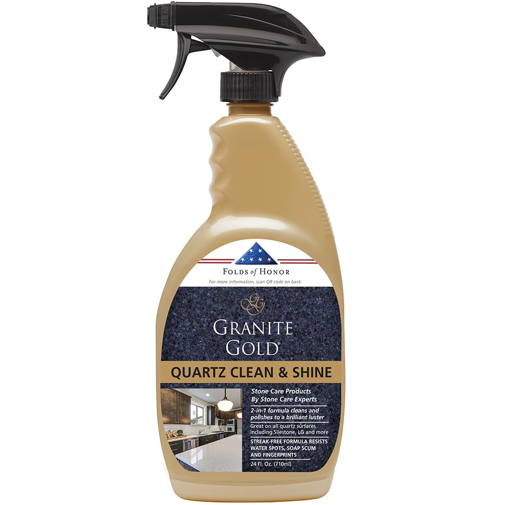 Granite Gold Quartz Clean & Shine bottle ready to clean and polish quartz surfaces