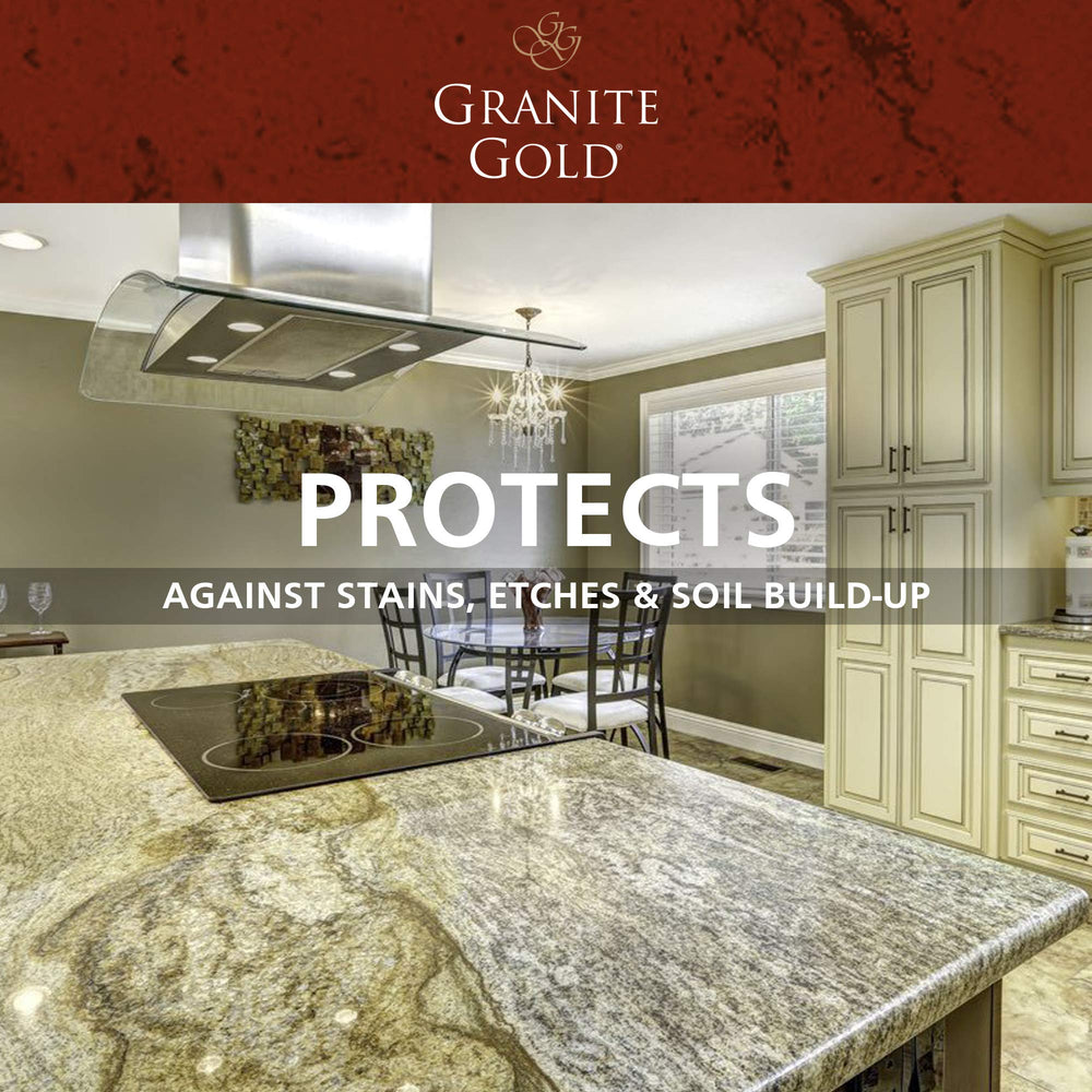 Granite Gold at-home water test confirms seal integrity on stone surfaces.