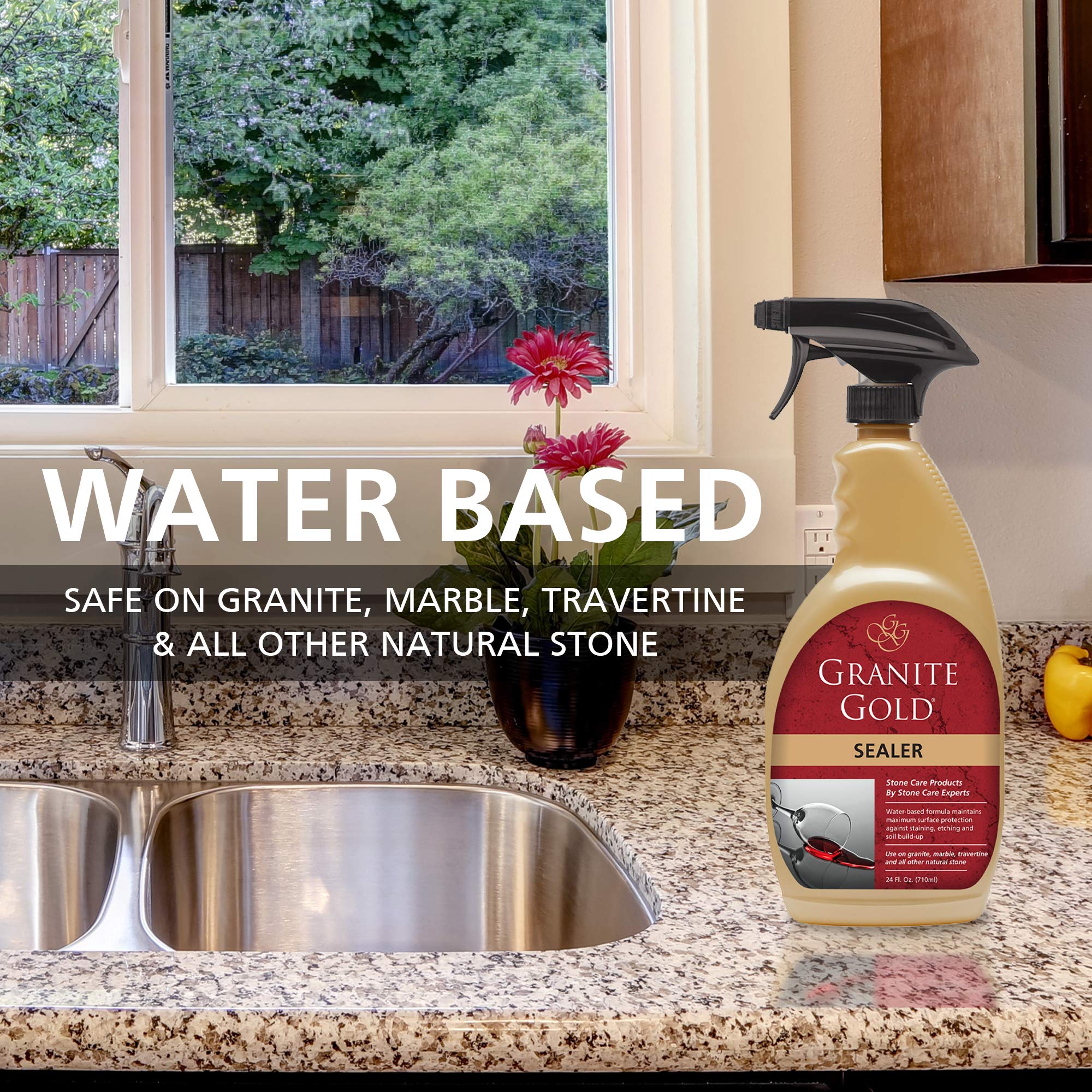 Granite Gold Sealer on a countertop with a smooth, protected natural finish.
