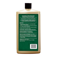 Close-up of concentrate bottle highlighting cost-saving cleaning power for granite and marble.