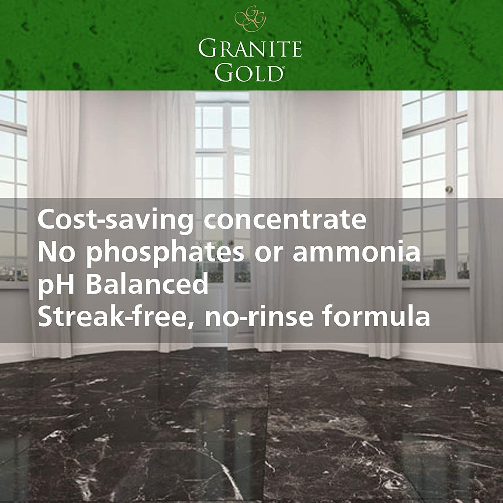 32-ounce Granite Gold bottle indicating convenient cleaning solution.