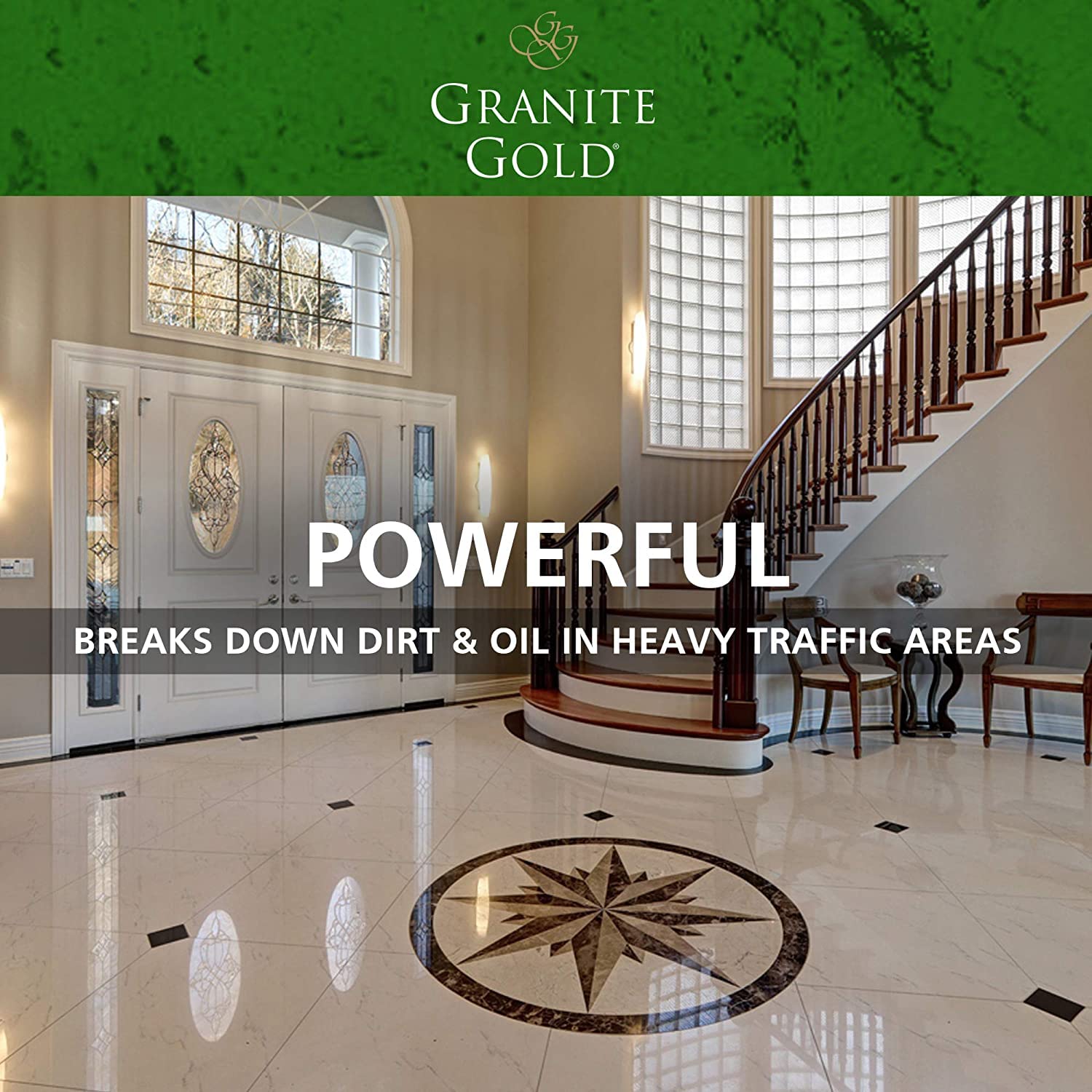 Neutral pH cleaner protecting natural stone like marble.