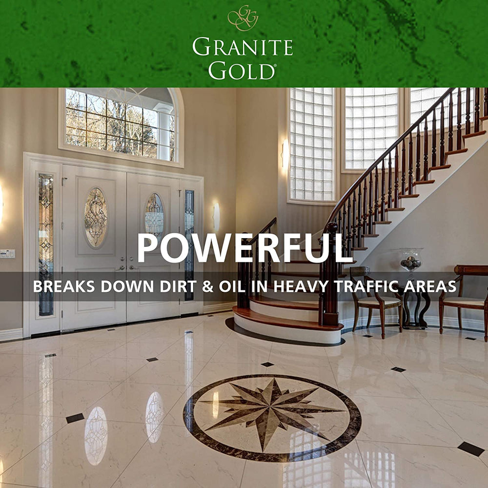 Neutral pH cleaner protecting natural stone like marble.