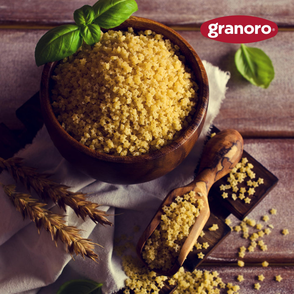Granoro Stelline 74 cooks in about 6 minutes for quick weeknight soups.
