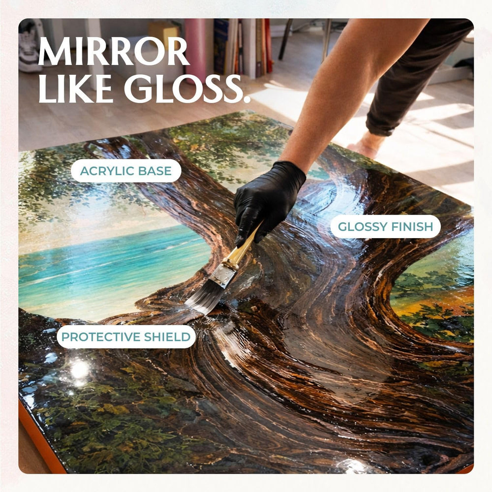 Granotone Clear Coat over artwork enhances color depth with protection.
