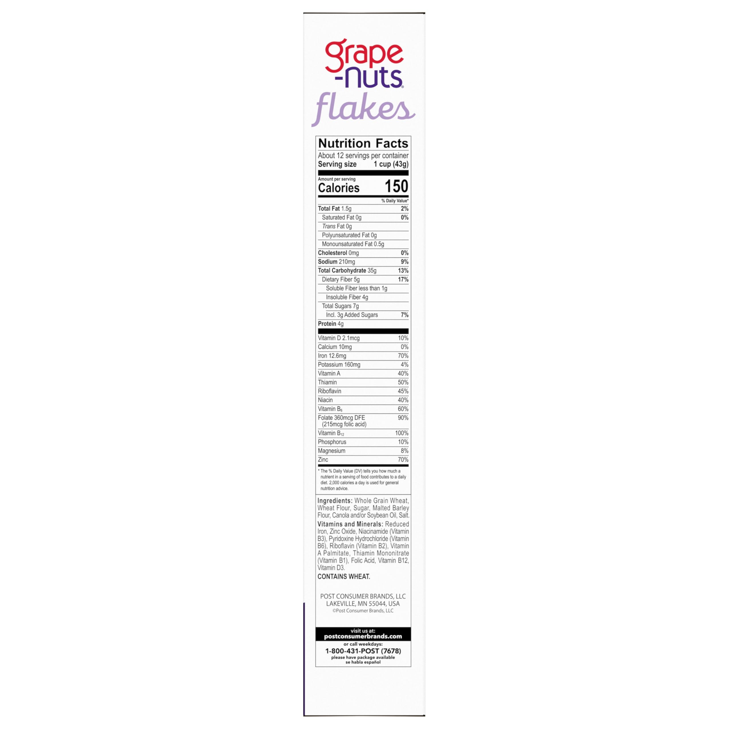 Grape-Nuts Flakes box opening revealing wholesome heart-healthy profile