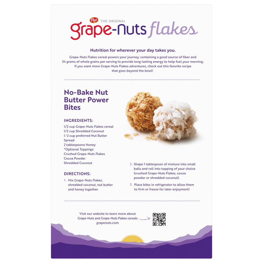 Grape-Nuts Flakes nutrition panel shows iron and folate contributions